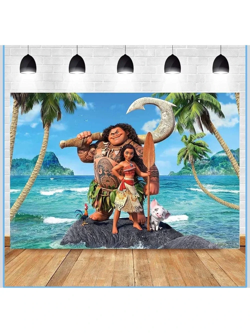 Disney Moana & Maui Birthday Backdrop Banner – 82.7” x 59.1” – New